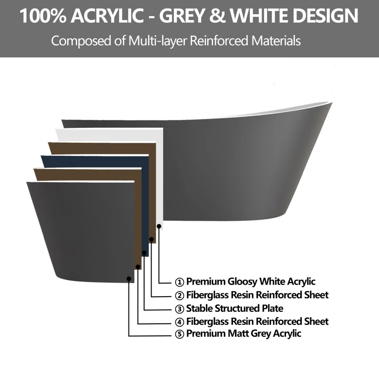 Bathtubs 67'' x 29.5'' Freestanding Soaking Acrylic Bathtub