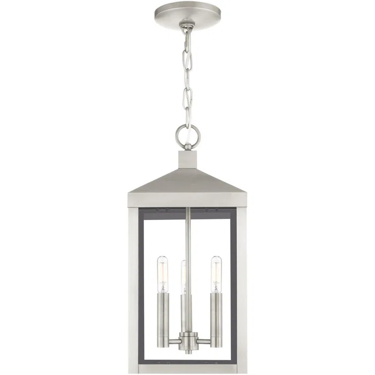 3 Light Outdoor Pendant Lantern with Clear Glass Shade