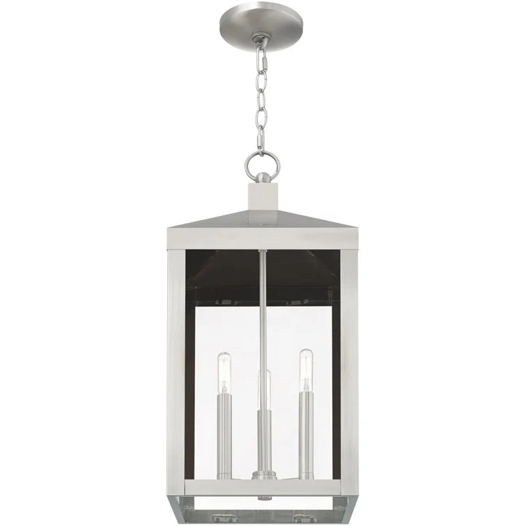 3 Light Outdoor Pendant Lantern with Clear Glass Shade