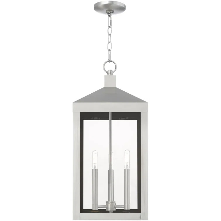 3 Light Outdoor Pendant Lantern with Clear Glass Shade