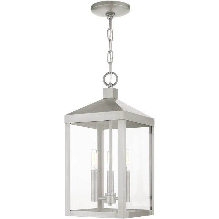 3 Light Outdoor Pendant Lantern with Clear Glass Shade