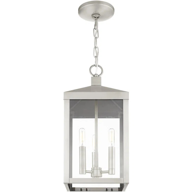 3 Light Outdoor Pendant Lantern with Clear Glass Shade