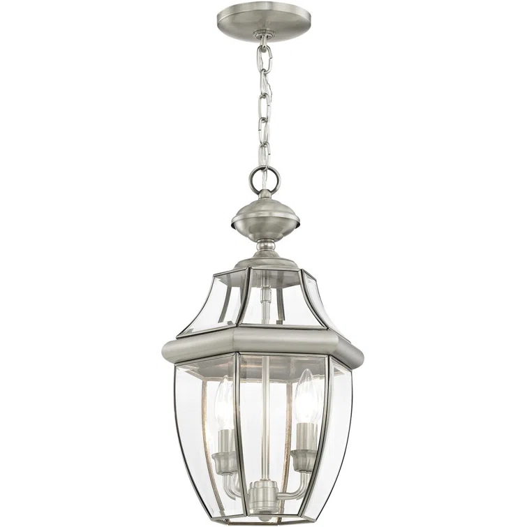 2 Light Outdoor Chain Lantern Pendant with Clear Glass Shade