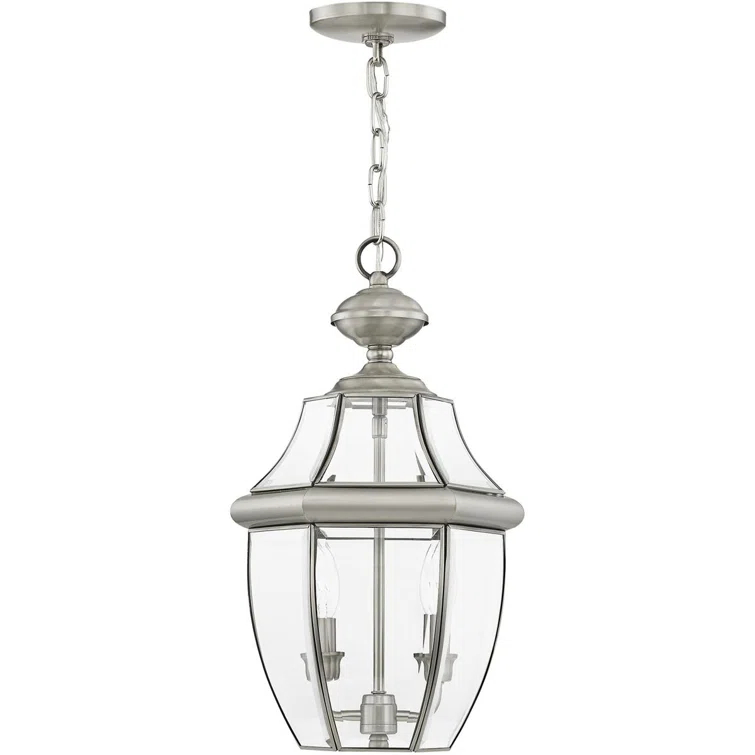 2 Light Outdoor Chain Lantern Pendant with Clear Glass Shade