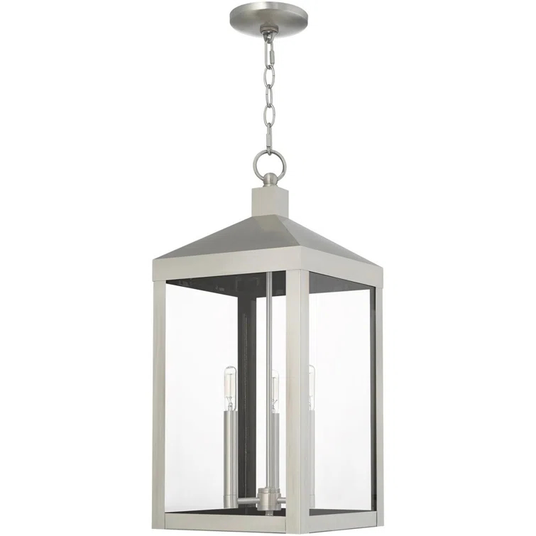 3 Light Outdoor Pendant Lantern with Clear Glass Shade