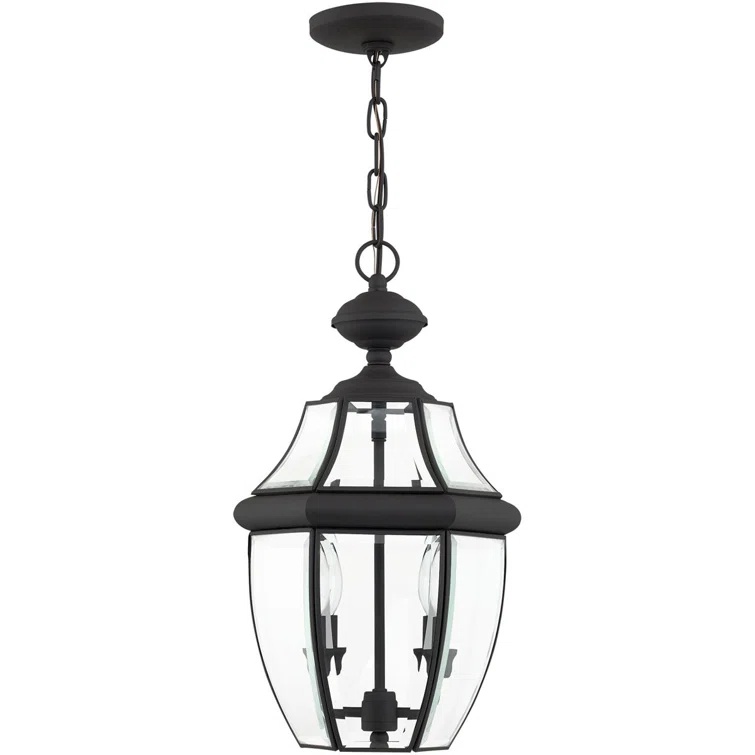 2 Light Outdoor Chain Lantern Pendant with Clear Glass Shade