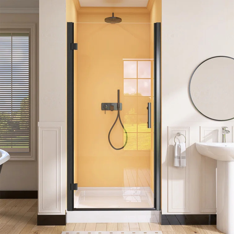 Pivot Shower Doors 36'' - 37.25'' W x 72'' H Door Frameless Pivot Shower Door with Tempered Glass