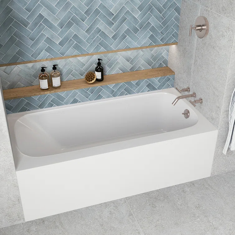 Streamline 60 in. x 30 in. Acrylic Right-Hand Drain Alcove Bathtub in Glossy White With External Drain