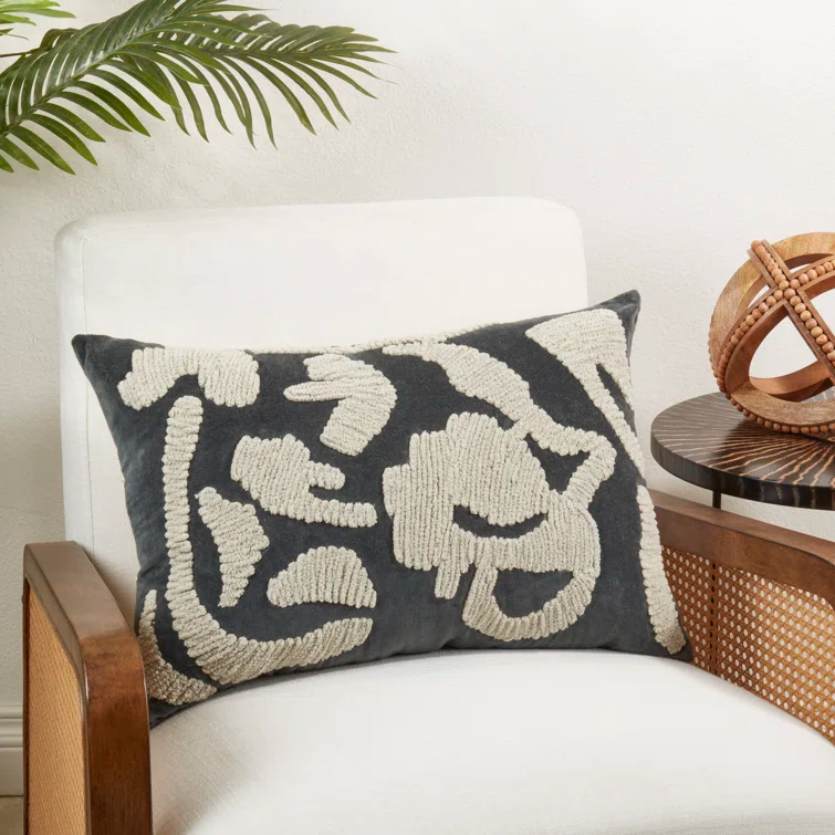 Saro Luxe Embroidered Throw Pillow Cover