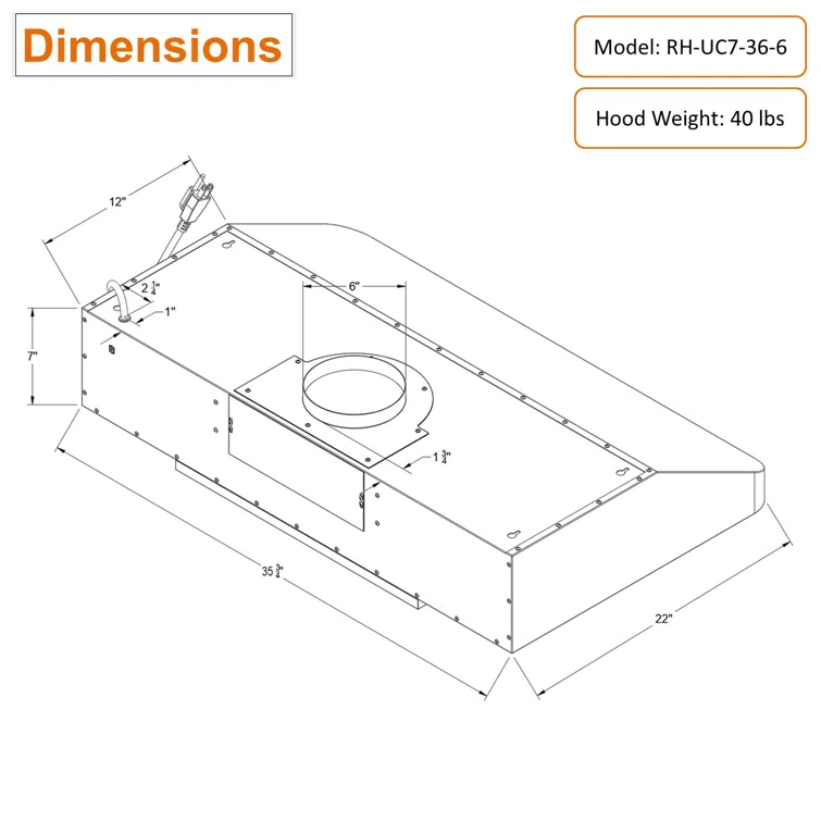 Awoco 36" Stainless Steel 900 CFM Ducted (Vented) Under Cabinet Range Hood with Baffle Filter