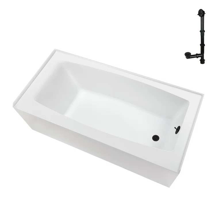 Streamline 60 in. x 30 in. Acrylic Right-Hand Drain Alcove Bathtub in Glossy White With External Drain