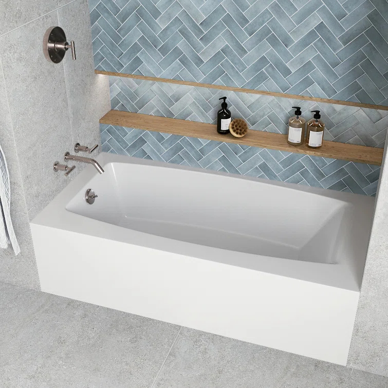 Streamline 60 in. x 30 in. Acrylic Right-Hand Drain Alcove Bathtub in Glossy White With External Drain