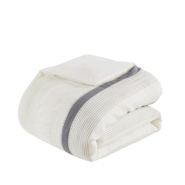 Murphy Oversized Cotton Jacquard Comforter Set With Euro Shams And Throw Pillows