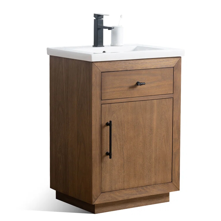 24'' Free Standing Single Bathroom Vanity with Ceramic Top