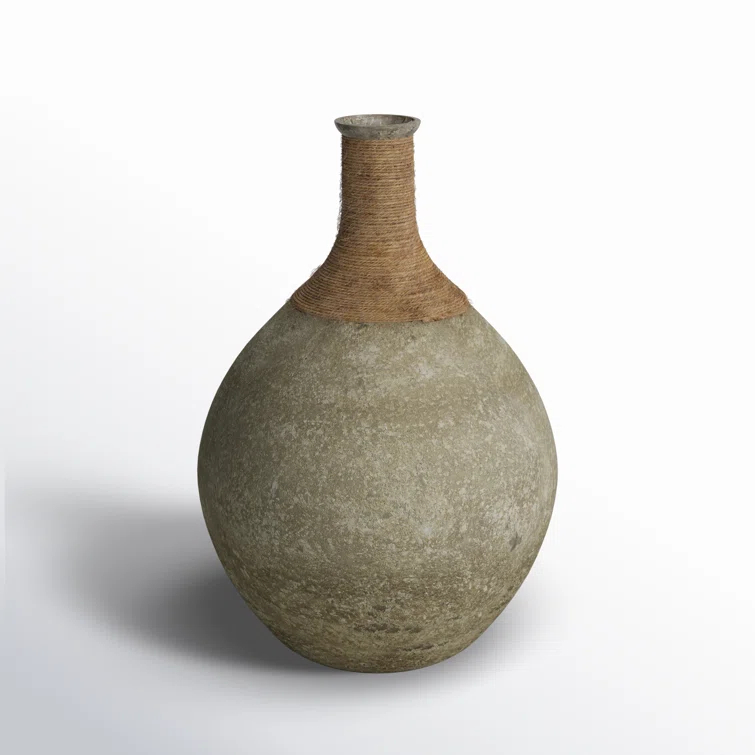 Glacia Sage and Tan Jute Wrapped Glass Floor Vase