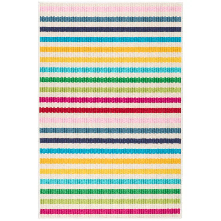 Rainbow Stripe Multi Machine Washable Rug