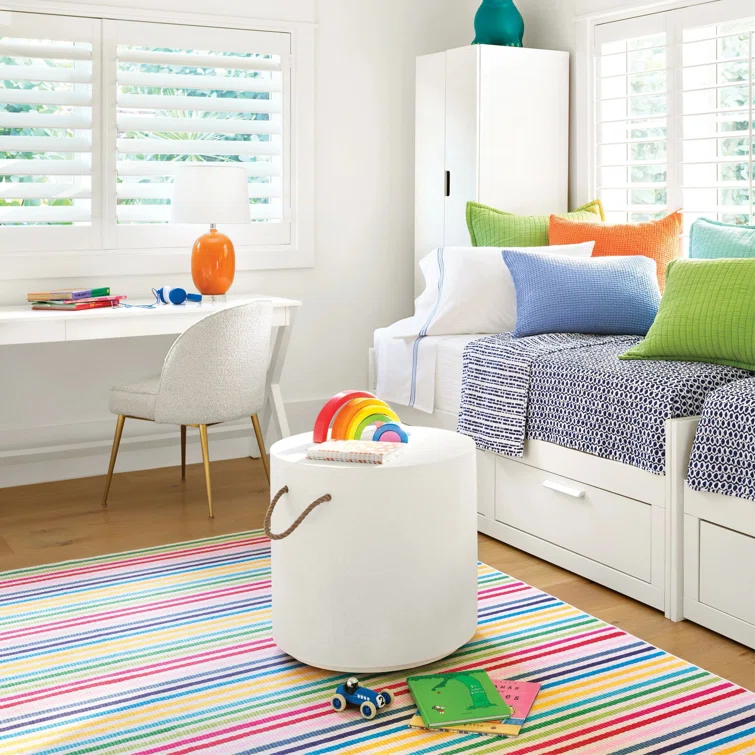 Rainbow Stripe Multi Machine Washable Rug