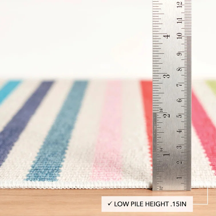 Rainbow Stripe Multi Machine Washable Rug