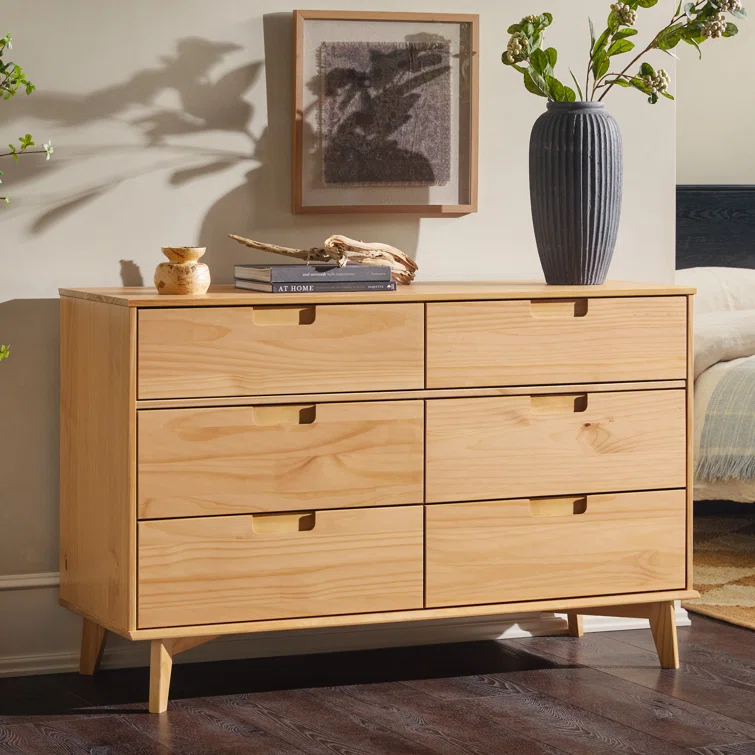 Yarber 6 Drawer Solid Wood Double Dresser