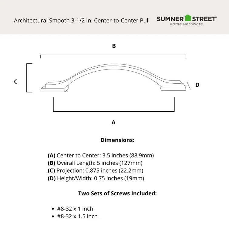 Architectural 3 1/2" Center to Center Arch Pull