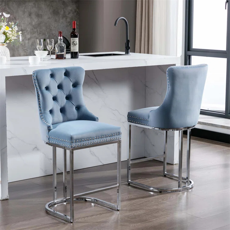 Jermon Upholstered Counter Stool with Metal Frame