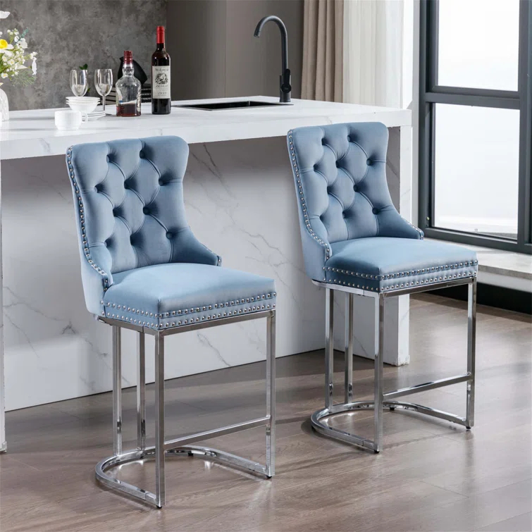 Jermon Upholstered Counter Stool with Metal Frame