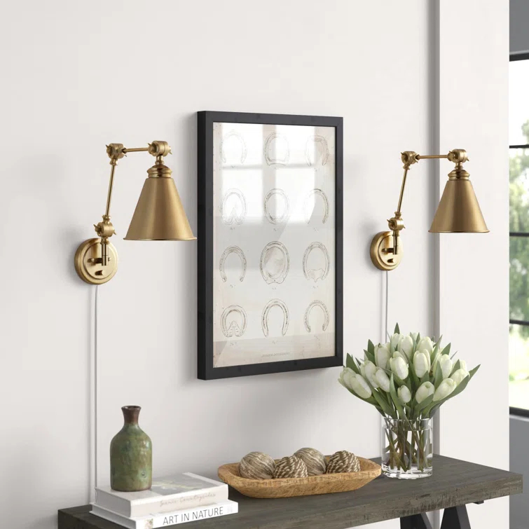 Gold Swing Arm Wall Lamp Set Of 2, Modern Adjustable Wall Mounted Sconce