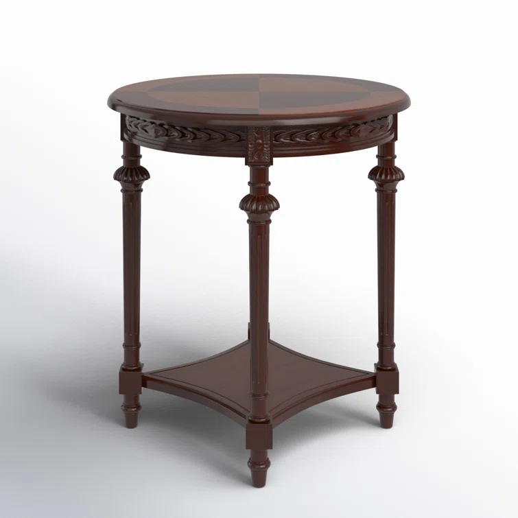 Hellinger Dark Cherry Round Wood End Table