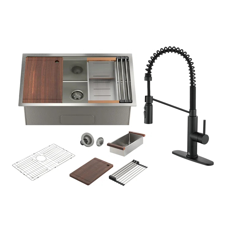CASAINC 30" L X 19" W Single Bowl Stainless Steel Undermount Kitchen Sink With Faucet