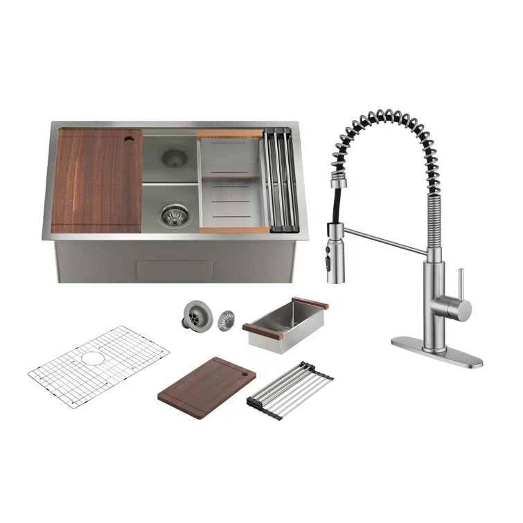 CASAINC 30" L X 19" W Single Bowl Stainless Steel Undermount Kitchen Sink With Faucet
