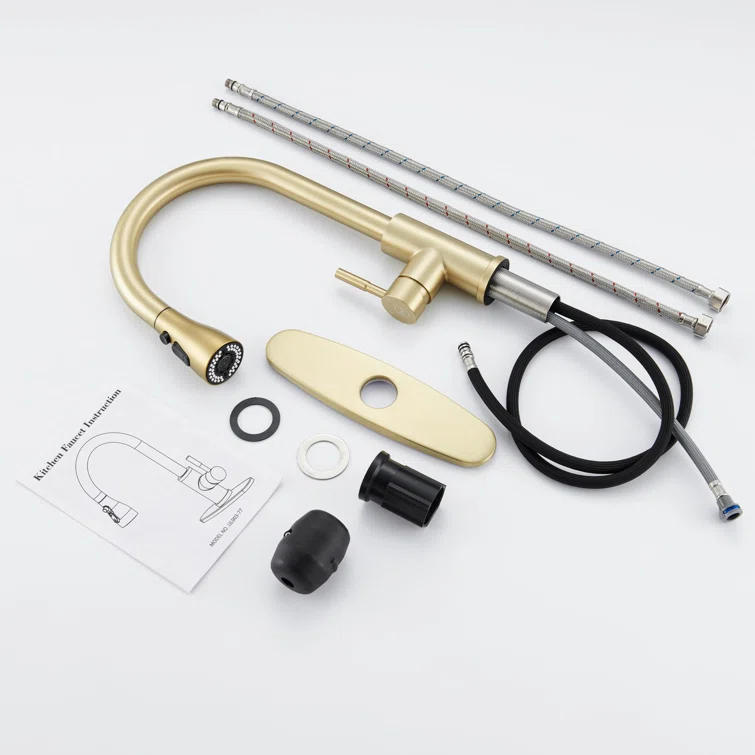 GAGALIFE Single Handle Pull Down Sprayer Kitchen Faucet High Arc Stainless Steel Faucet with 3-Function Sprayer JJL-CL-PT-SDP-G