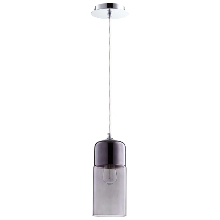 08547-Cyan lighting-Berdan - One Light Pendant - 5 Inches Wide by 14.5 Inches High-Chrome Finish-Smoke Glass Color