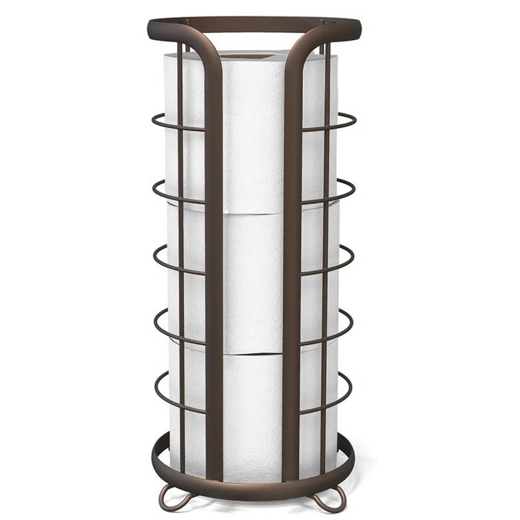 BROOKSTONE, Bronze Toilet Paper Holder, Freestanding Bathroom Tissue Organizer, Minimalistic Storage Solution, Modern & Stylish Design [Holds MEGA Rolls]