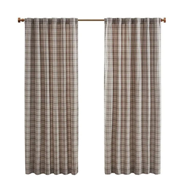 Anaheim Woven Plaid Room Darkening Thermal Fleece Lined Single Curtain Panel