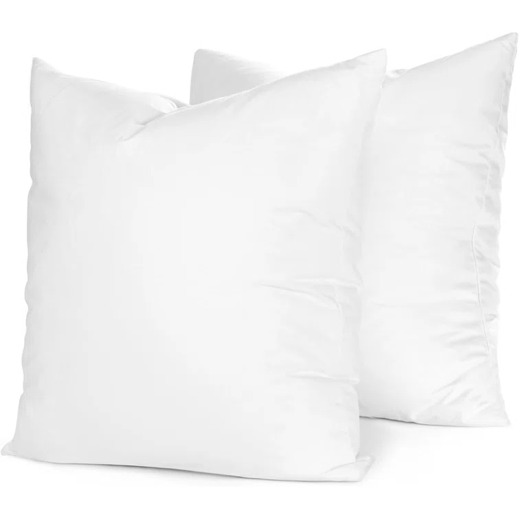 Square White Throw Pillow Insert 2 Pack - 100% Cotton Cover, Microfiber Down Alternative Fill, Multiple Sizes (Set of 2)
