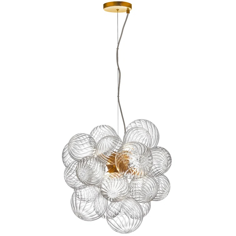 Dainolite Charlize 6 Light Pendant - Clear Spiral Glass