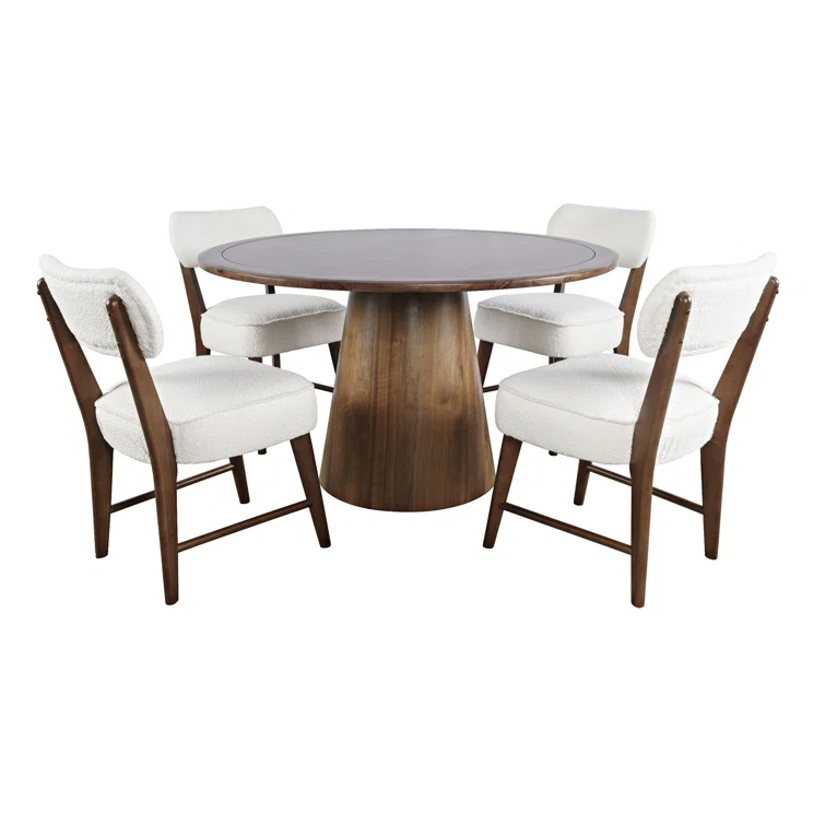 Traiden Mid-century Modern Pedestal 5 Piece Dining Set - Black