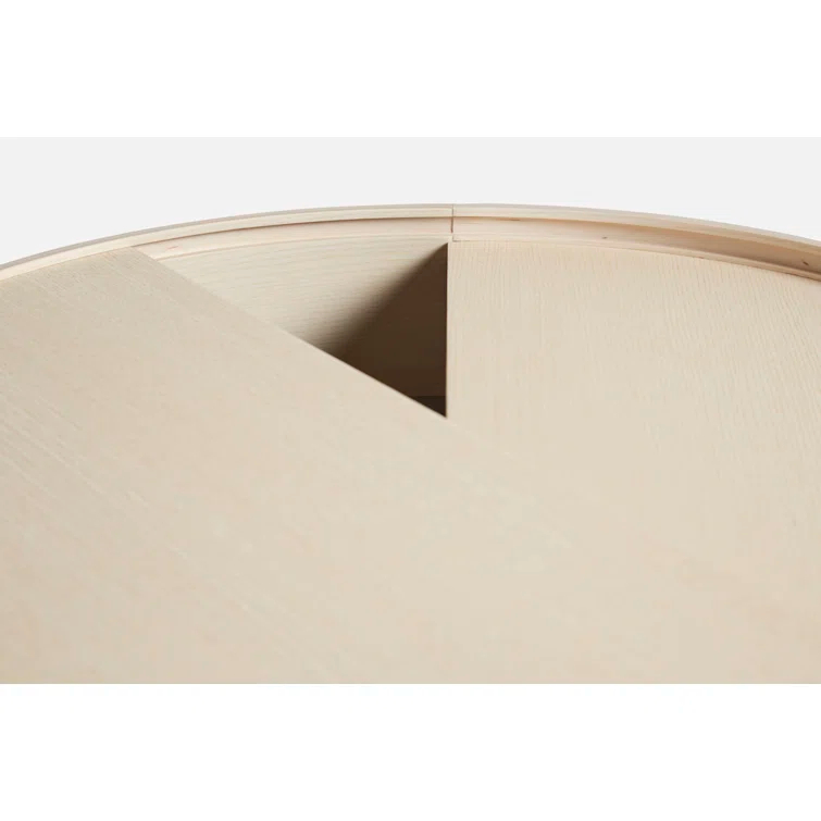 White Pigmented Ash Round Coffee Table with Hidden Storage