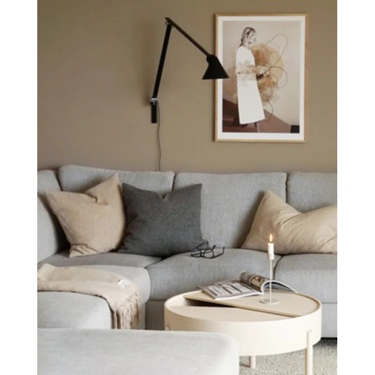 White Pigmented Ash Round Coffee Table with Hidden Storage