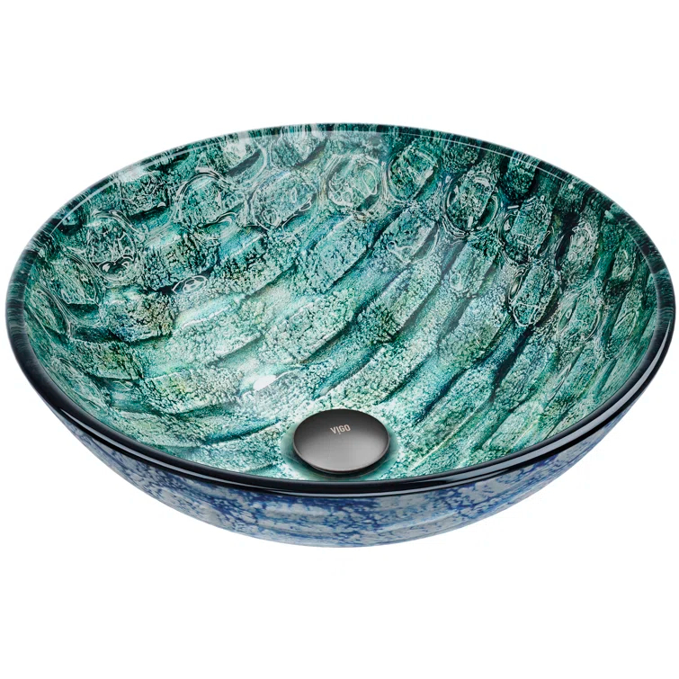 Russet Glass 17" L 17" W 6" H Round Vessel Bathroom Sink