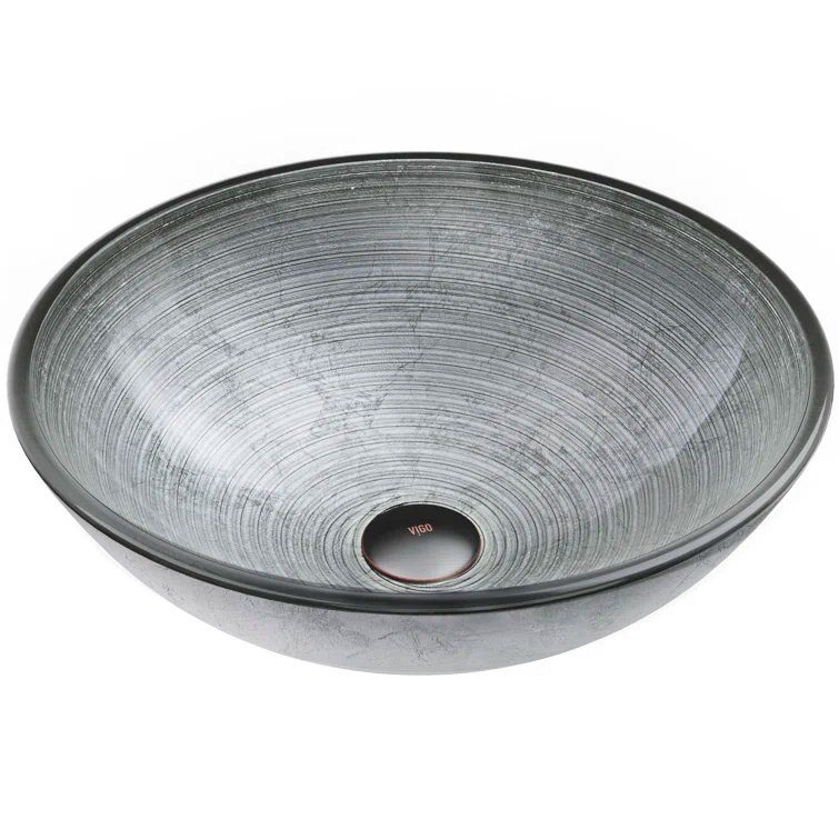 Russet Glass 17" L 17" W 6" H Round Vessel Bathroom Sink