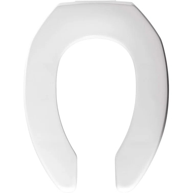2155CT Commercial Heavy Duty Open Front Toilet Seat, No Lid, Never Loosen, ELONGATED, Plastic, White