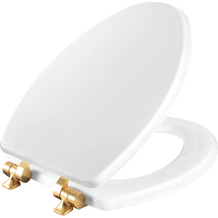 Mayfair by Bemis 7M1826BGSL 000 Bennett Toilet Seat with Metal Hinges, Slow Close Wood Seat, Easy Install, Elongated, White