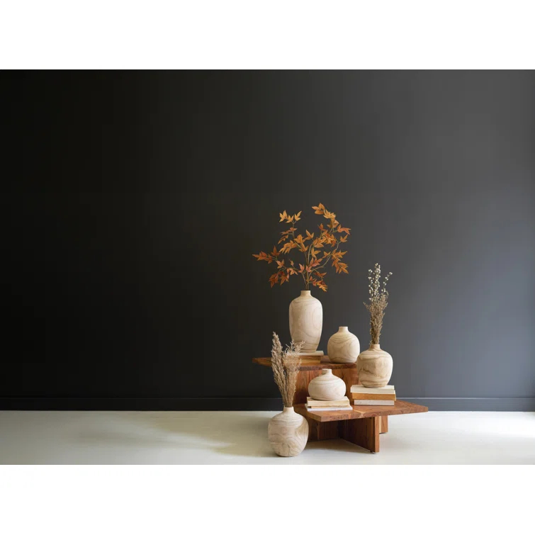 Gerson SET OF FIVE CARVED WOODEN BULB VASES - ONE EACH DESIGN