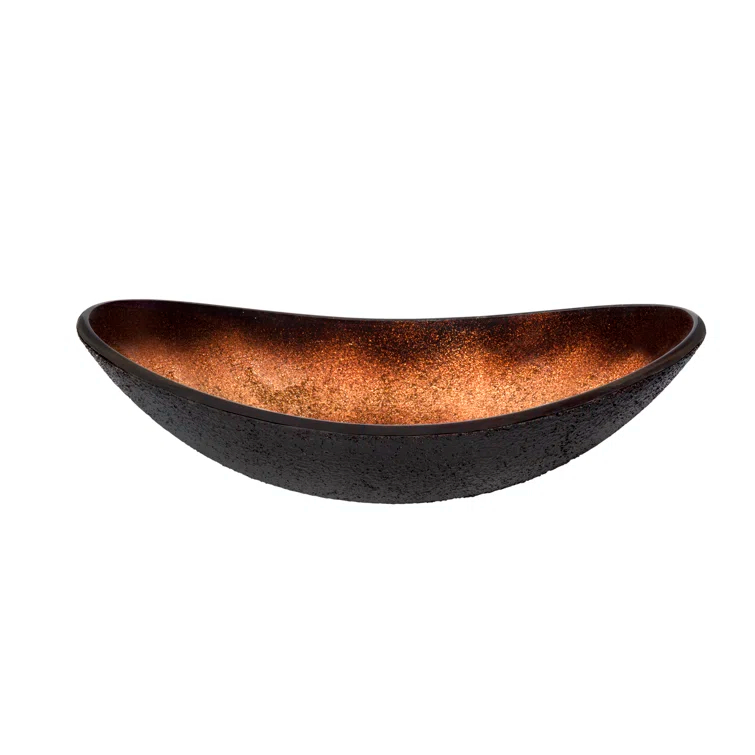 Novatto 15'' Black/Copper Glass Oval Bathroom Sink