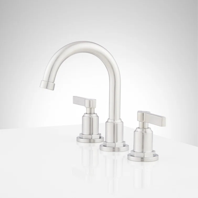 Greyfield 1.2 GPM Widespread Bathroom Faucet with Metal Lever Handles and Pop-Up Drain Assembly