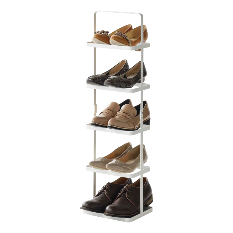 Yamazaki Home Steel Upright 5 Pair Shoe Rack with Handle