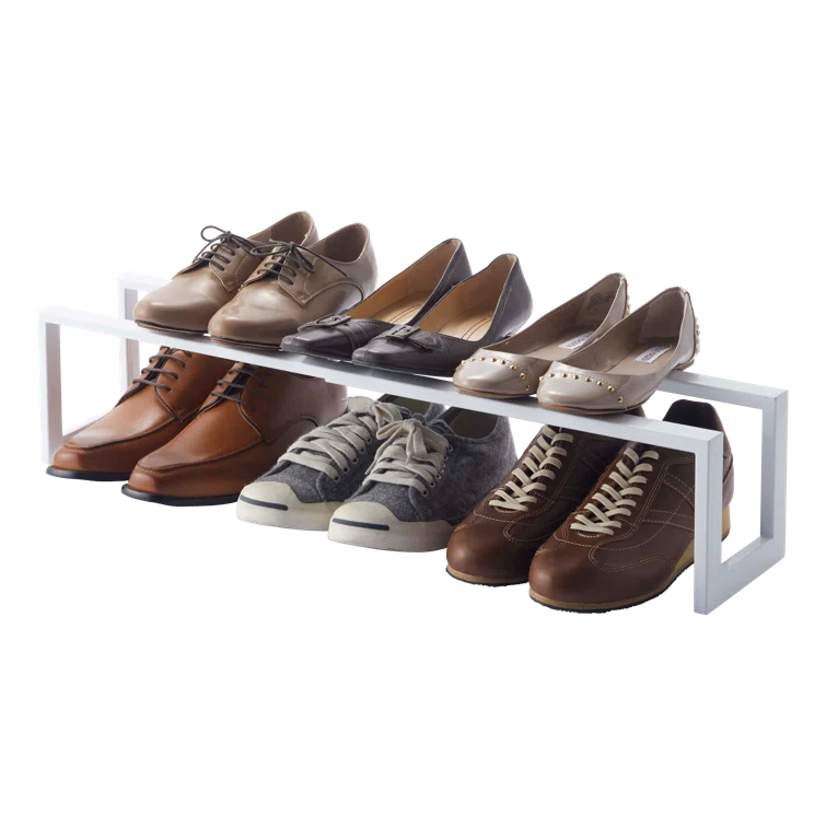 Yamazaki Home Adjustable Shoe Rack, Small, Steel,  Holds 4 to 8 shoes, Expandable, Stackable