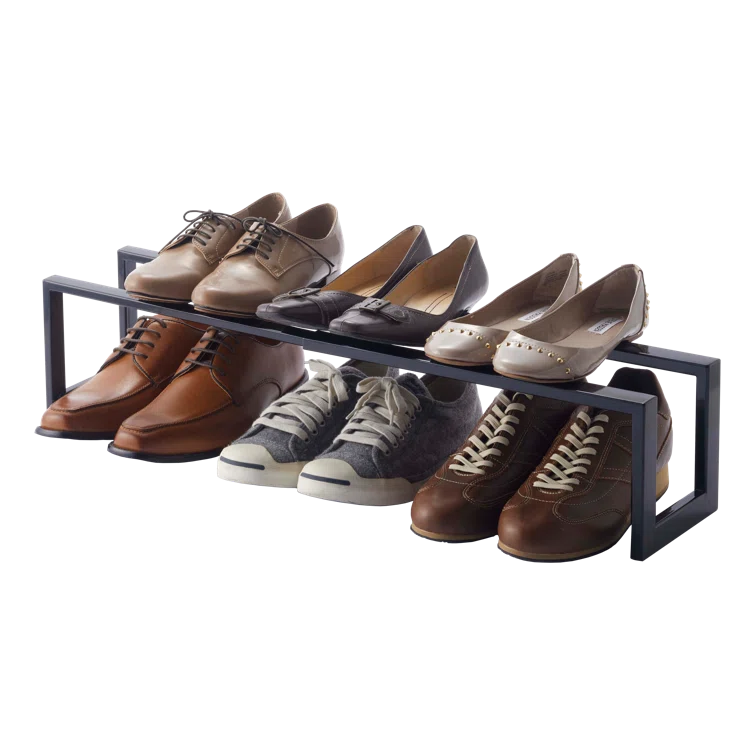 Yamazaki Home Adjustable Shoe Rack, Small, Steel,  Holds 4 to 8 shoes, Expandable, Stackable