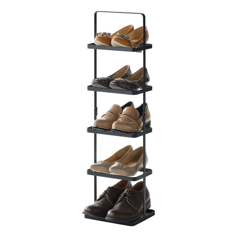 Yamazaki Home Steel Upright 5 Pair Shoe Rack with Handle